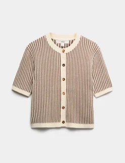 Cotton Rich Textured Cropped Cardigan