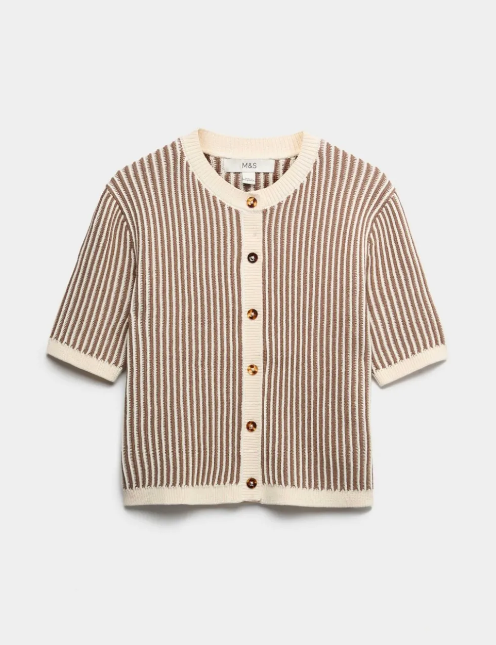 Cotton Rich Textured Cropped Cardigan