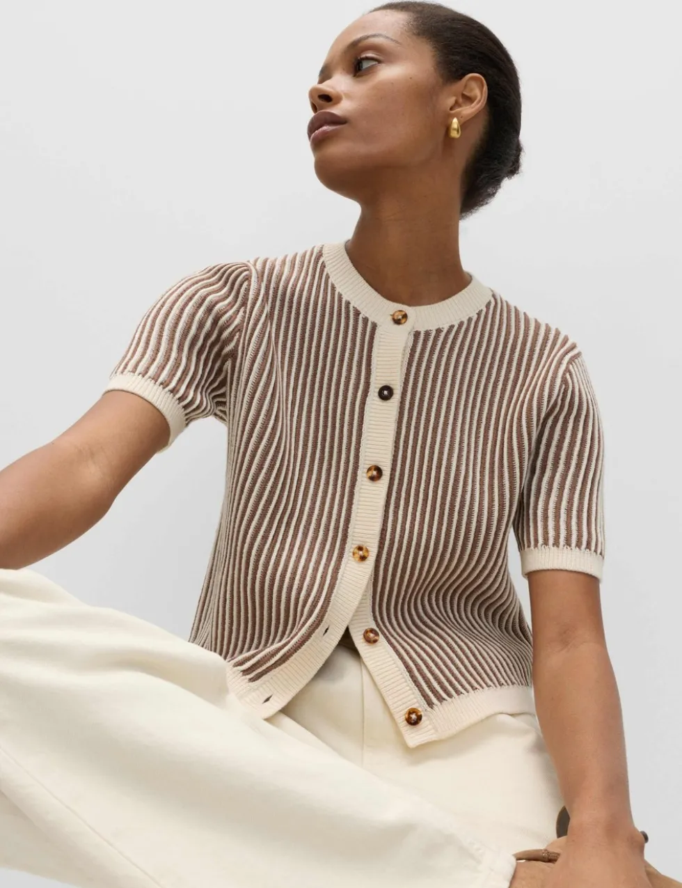 Cotton Rich Textured Cropped Cardigan