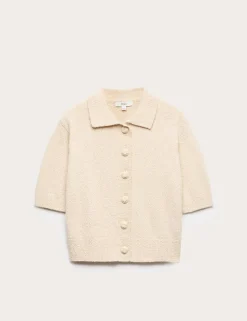 Cotton Rich Textured Cropped Cardigan