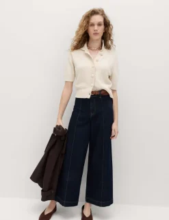 Cotton Rich Textured Cropped Cardigan