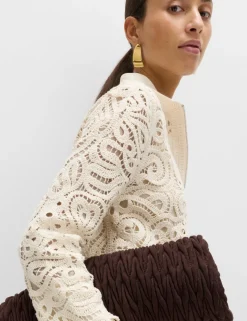 Cotton Rich Textured Cropped Knitted Jacket