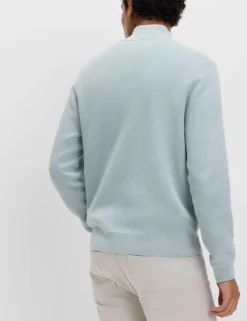 Cotton Rich Textured Half Zip Jumper