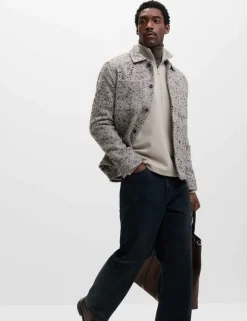 Cotton Rich Textured Half Zip Sweatshirt