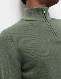 Cotton Rich Textured Half Zip Jumper