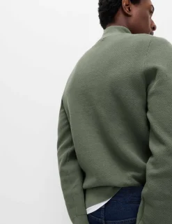 Cotton Rich Textured Half Zip Jumper