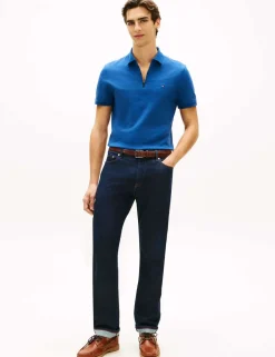 Cotton Rich Textured Half Zip Polo Shirt