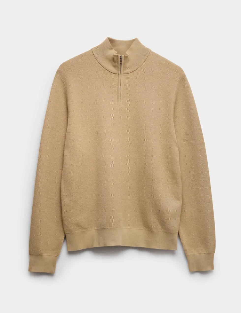 Cotton Rich Textured Half Zip Jumper