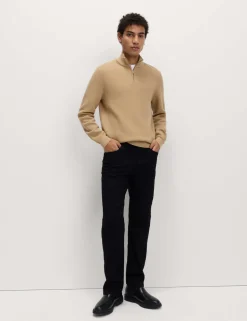 Cotton Rich Textured Half Zip Jumper