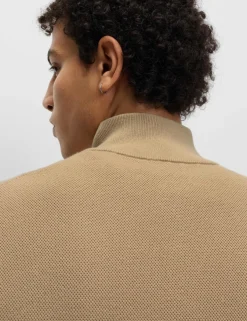 Cotton Rich Textured Half Zip Jumper