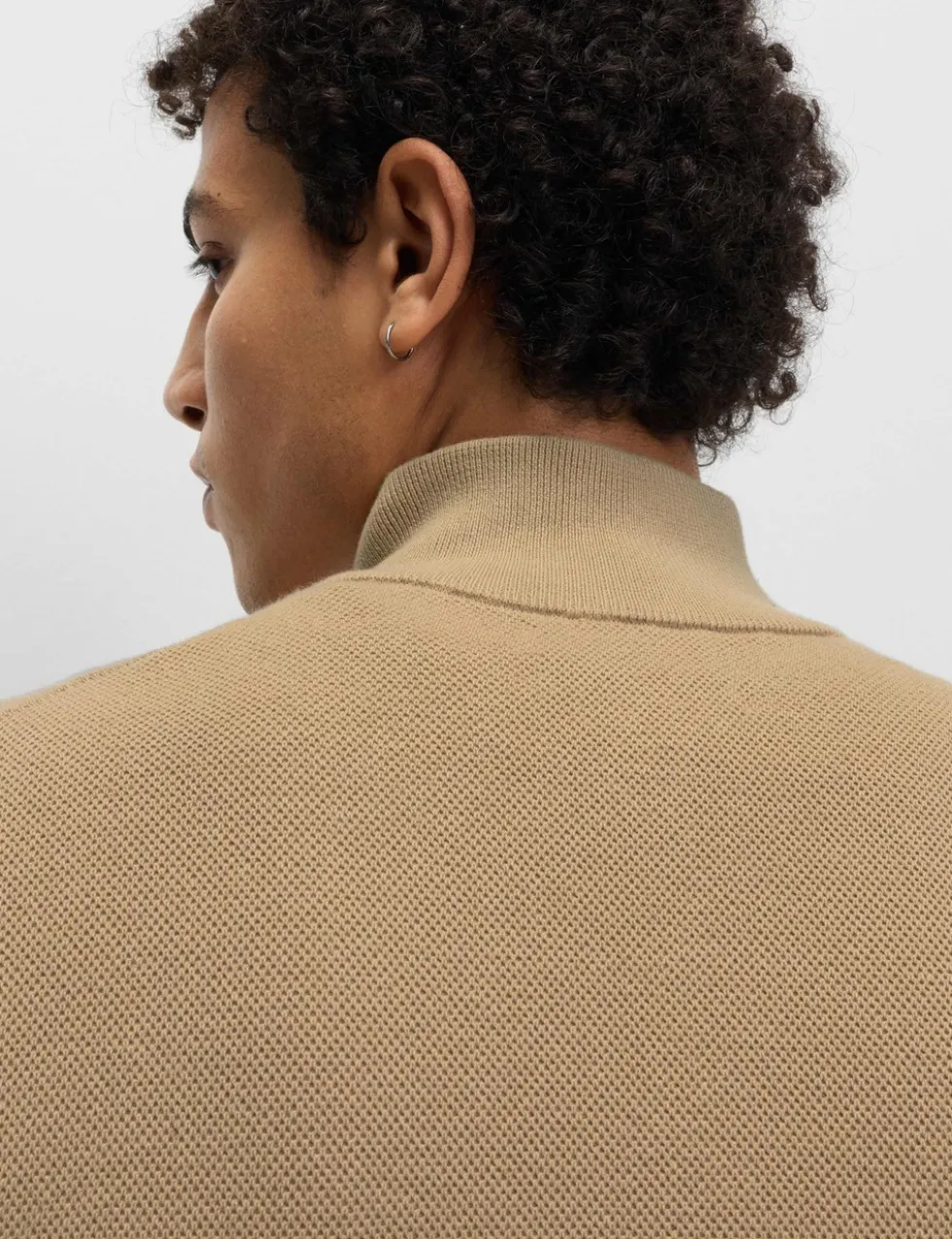 Cotton Rich Textured Half Zip Jumper