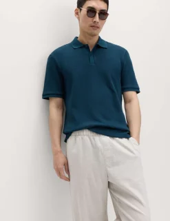 Cotton Rich Textured Knitted Polo Shirt