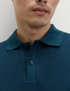 Cotton Rich Textured Knitted Polo Shirt