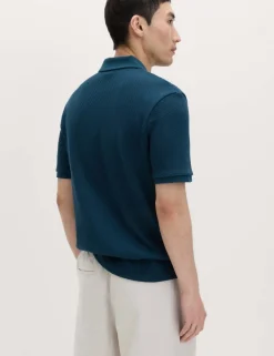 Cotton Rich Textured Knitted Polo Shirt