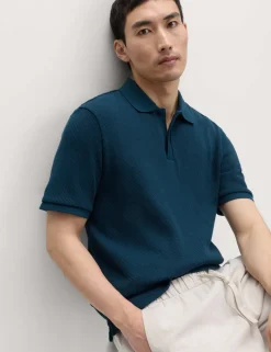 Cotton Rich Textured Knitted Polo Shirt