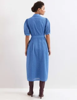 Cotton Rich Textured Midi Shirt Dress