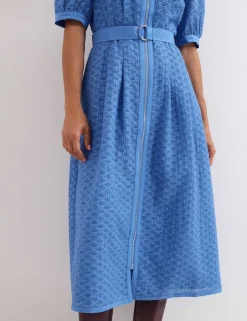 Cotton Rich Textured Midi Shirt Dress