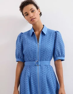 Cotton Rich Textured Midi Shirt Dress