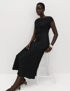 Cotton Rich Textured Midi Skater Dress