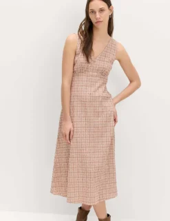 Cotton Rich Textured Printed Midi Tea Dress