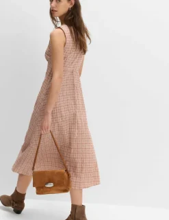 Cotton Rich Textured Printed Midi Tea Dress