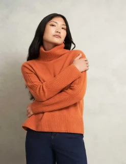 Cotton Rich Textured Roll Neck Jumper