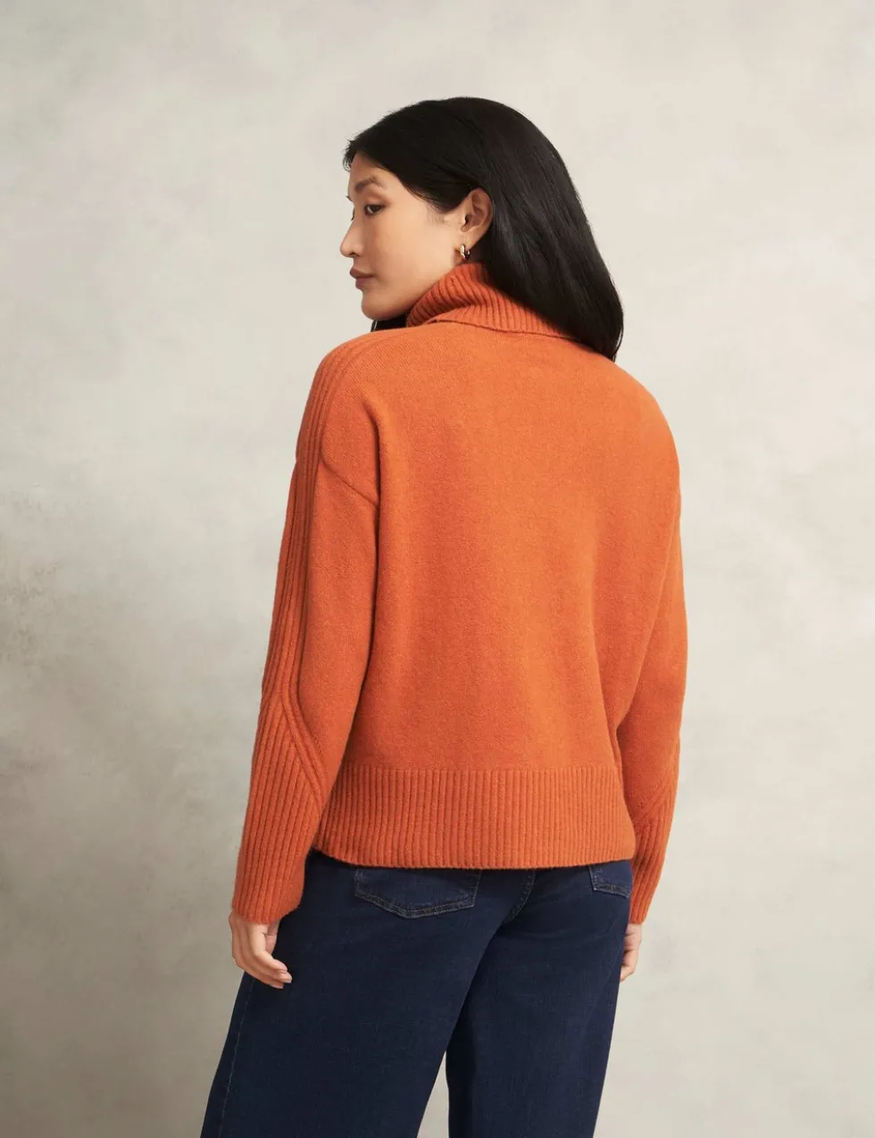 Cotton Rich Textured Roll Neck Jumper