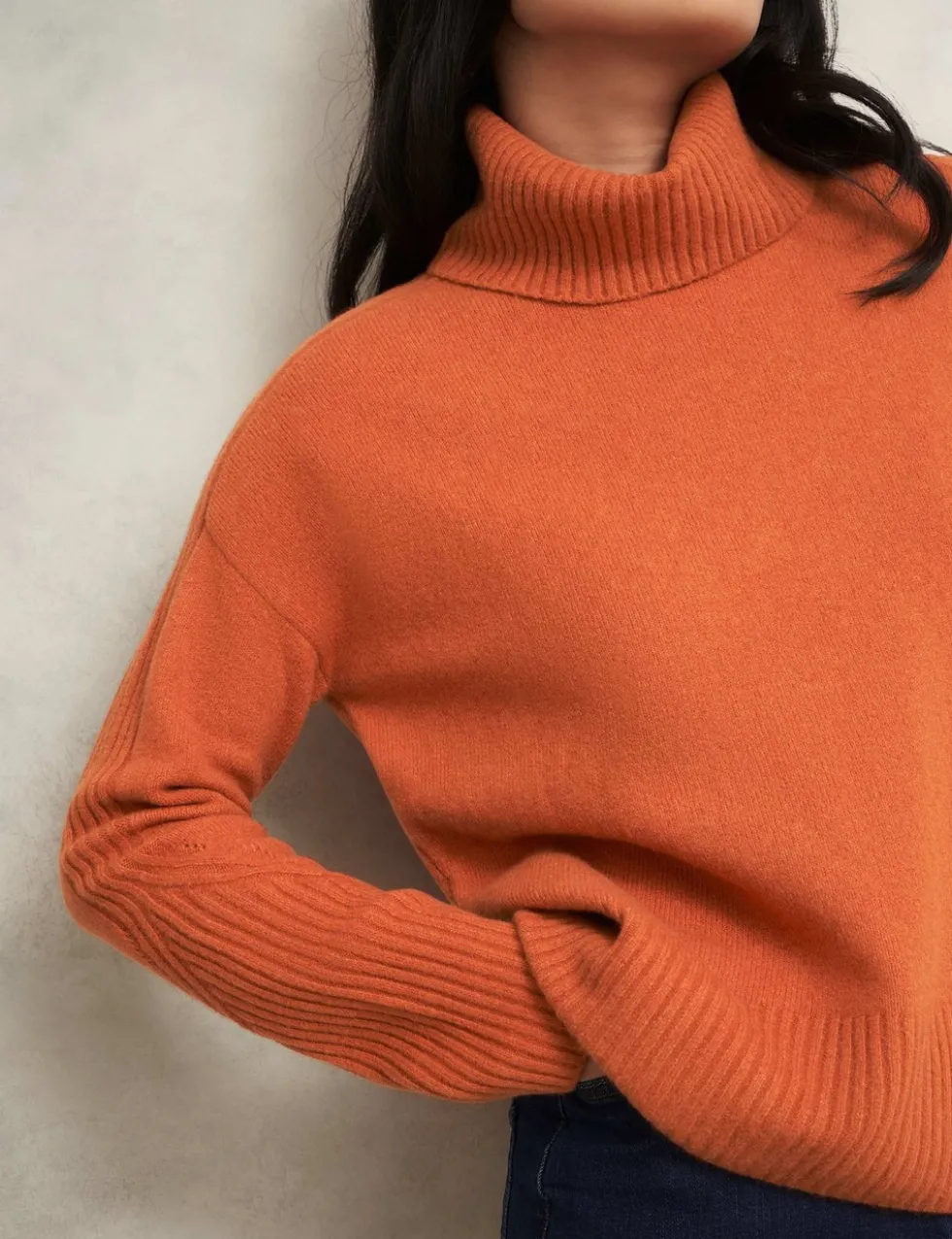 Cotton Rich Textured Roll Neck Jumper