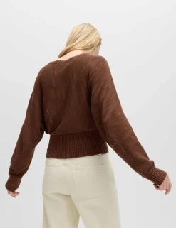 Cotton Rich Textured Slash Neck Relaxed Jumper