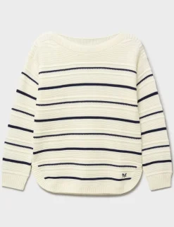 Cotton Rich Textured Slash Neck Jumper