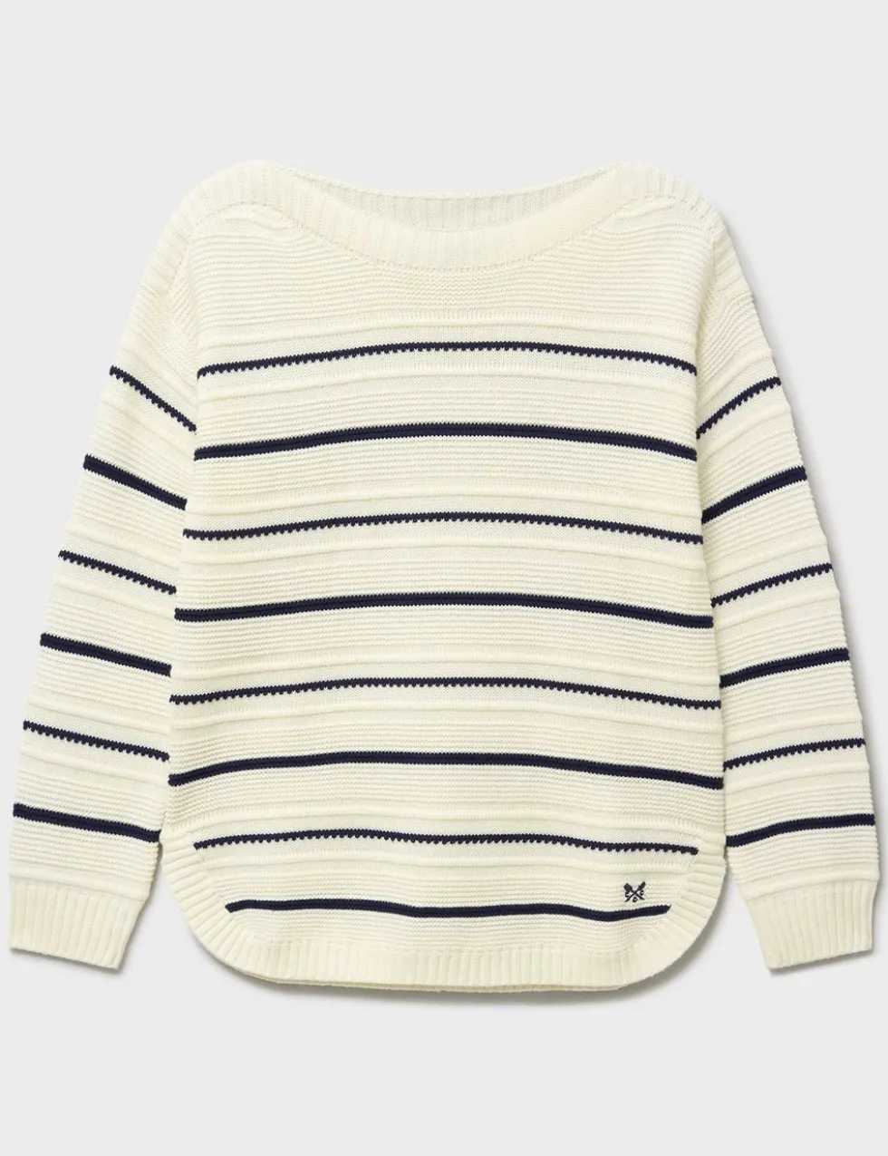 Cotton Rich Textured Slash Neck Jumper