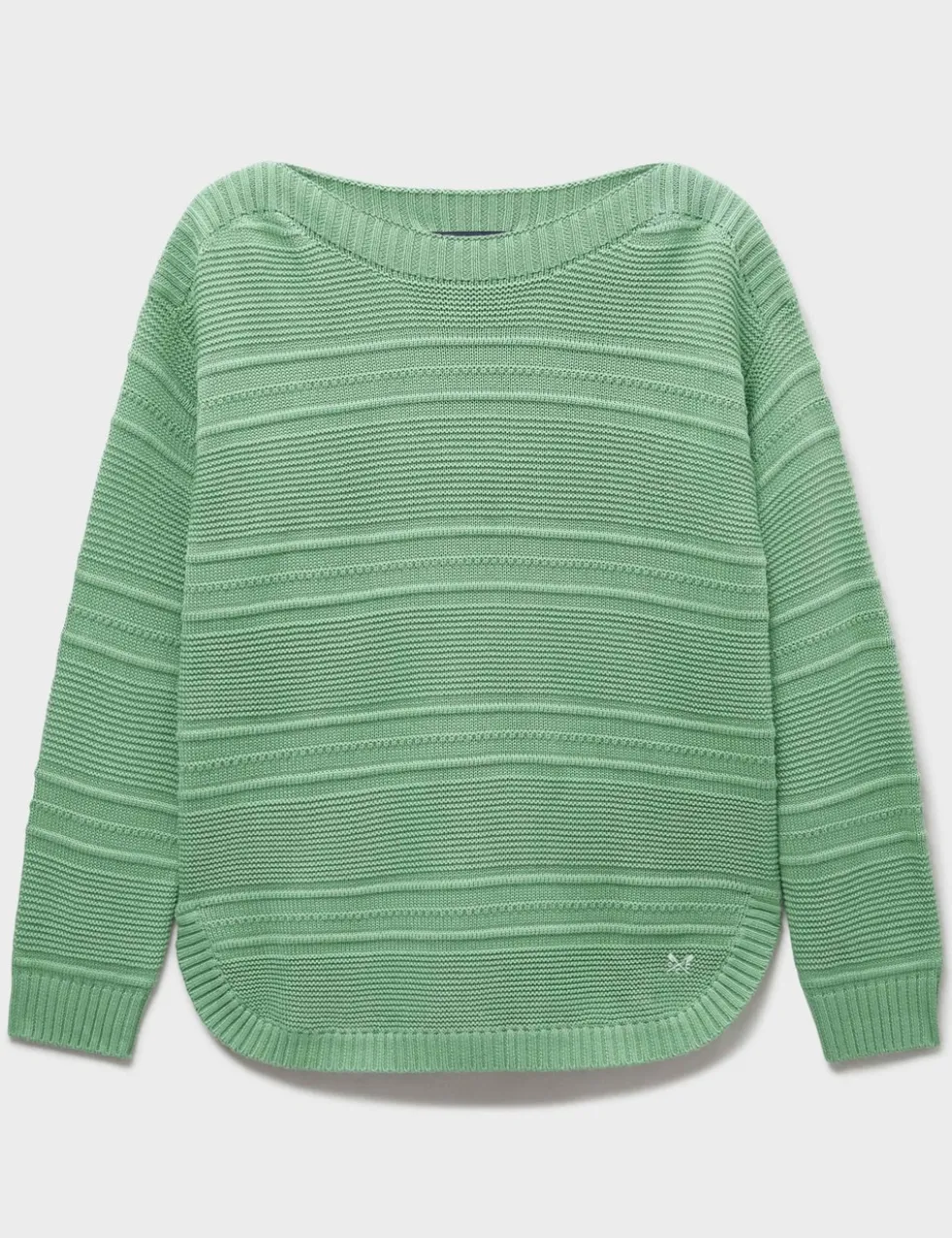 Cotton Rich Textured Slash Neck Jumper