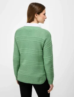Cotton Rich Textured Slash Neck Jumper