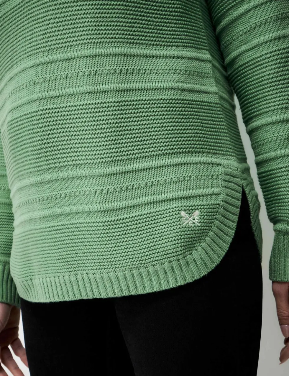Cotton Rich Textured Slash Neck Jumper