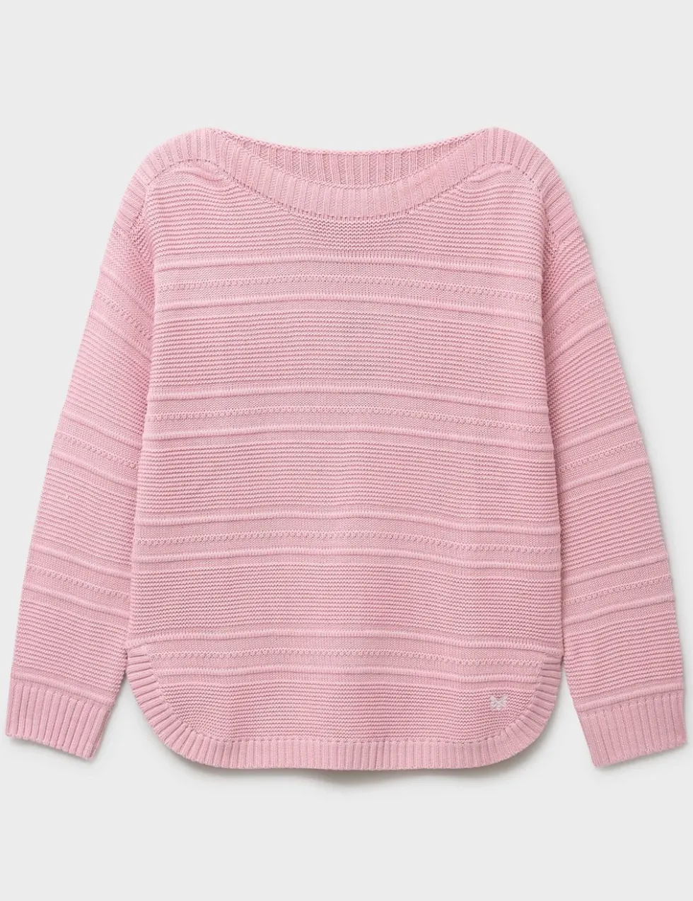 Cotton Rich Textured Slash Neck Jumper