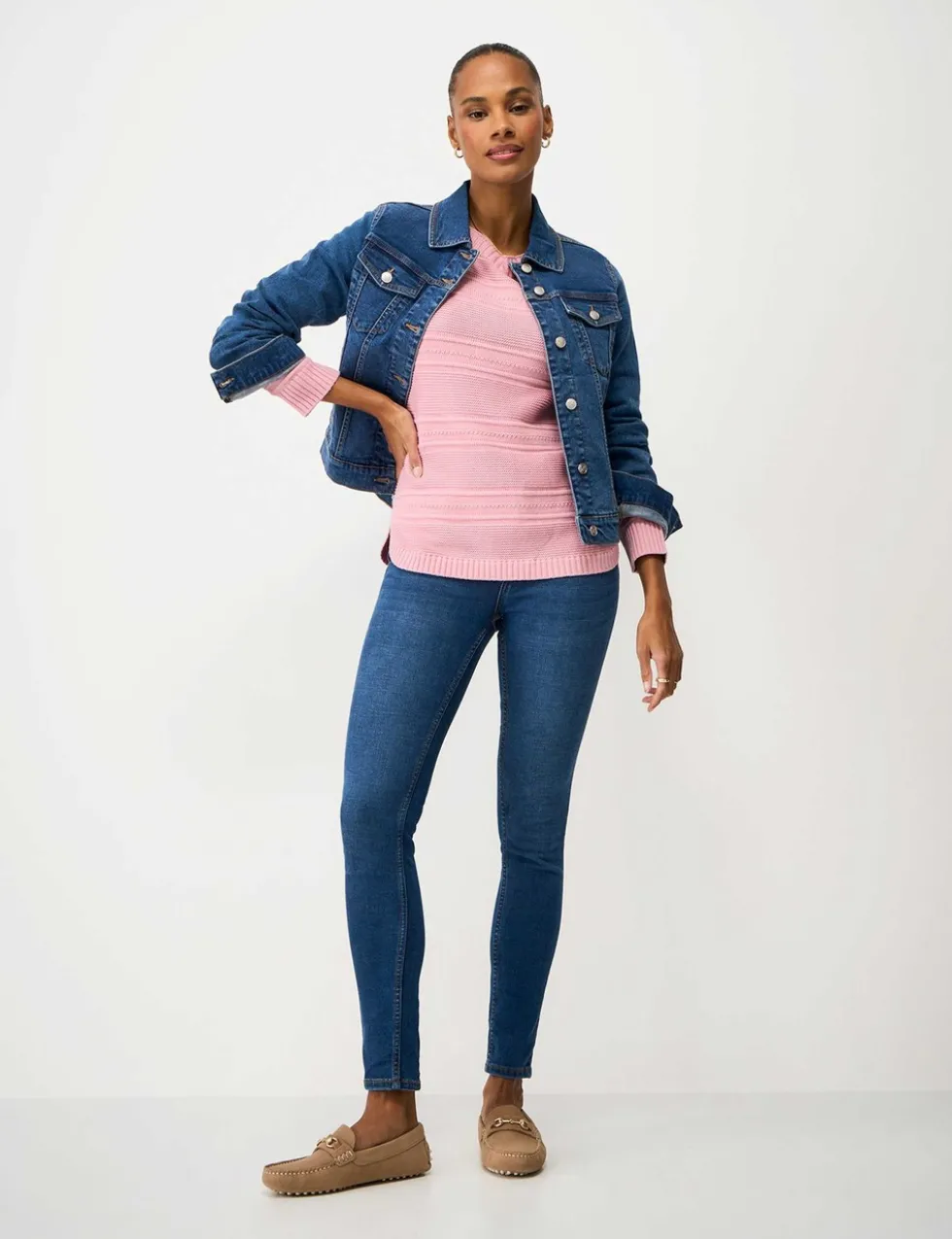 Cotton Rich Textured Slash Neck Jumper
