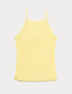Cotton Rich Textured Square Neck Cami Top