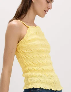 Cotton Rich Textured Square Neck Cami Top