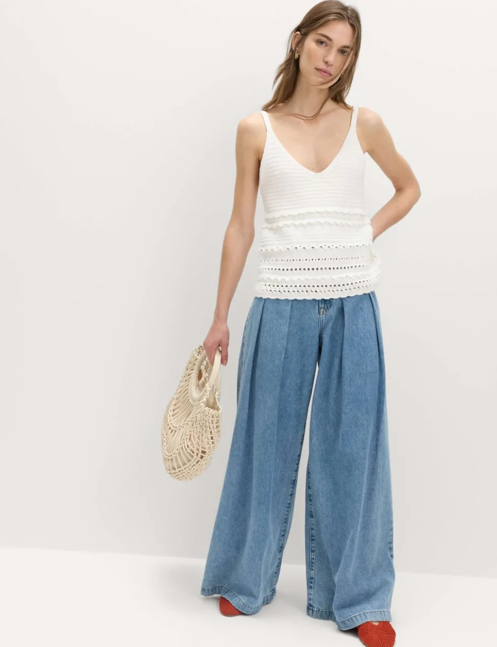 Cotton Rich Textured V-Neck Knitted Vest