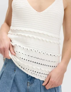 Cotton Rich Textured V-Neck Knitted Vest