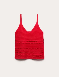 Cotton Rich Textured V-Neck Knitted Vest