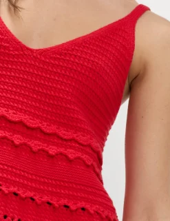 Cotton Rich Textured V-Neck Knitted Vest