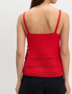 Cotton Rich Textured V-Neck Knitted Vest