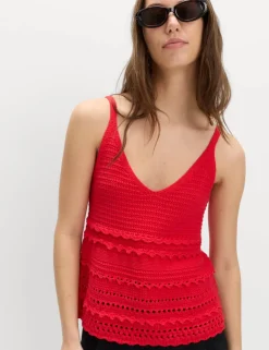 Cotton Rich Textured V-Neck Knitted Vest