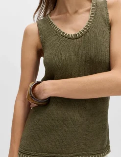 Cotton Rich Textured Whipstitch Knitted Vest