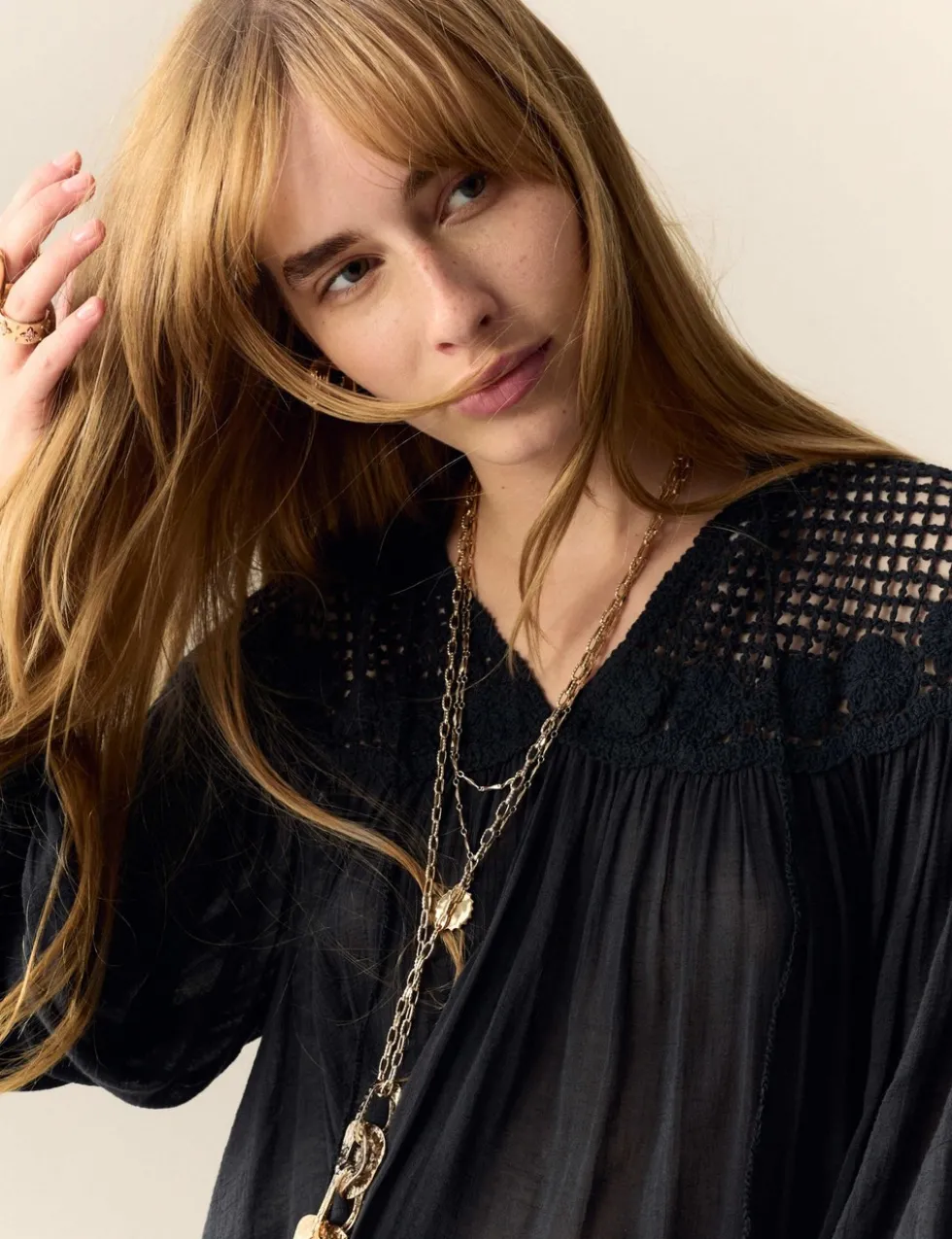 Cotton Rich Tie Front Blouse