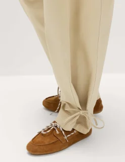 Cotton Rich Tie Hem Barrel Leg Trousers