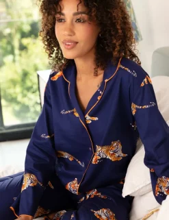 Cotton Rich Tiger Print Pyjama Top