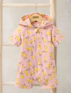 Cotton Rich Towelling Lemon Print Zip Romper (3 Mths-3 Yrs)