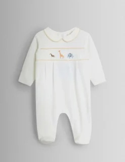 Cotton Rich Velour Safari Sleepsuit (7lbs-9 Mths)
